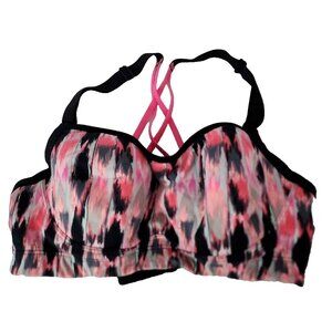 VSX Sport Victorias Secret Women Knockout Sports Bra Size 34C Pink Black Strappy